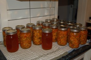 Almost done...just a few more jars in the canner.